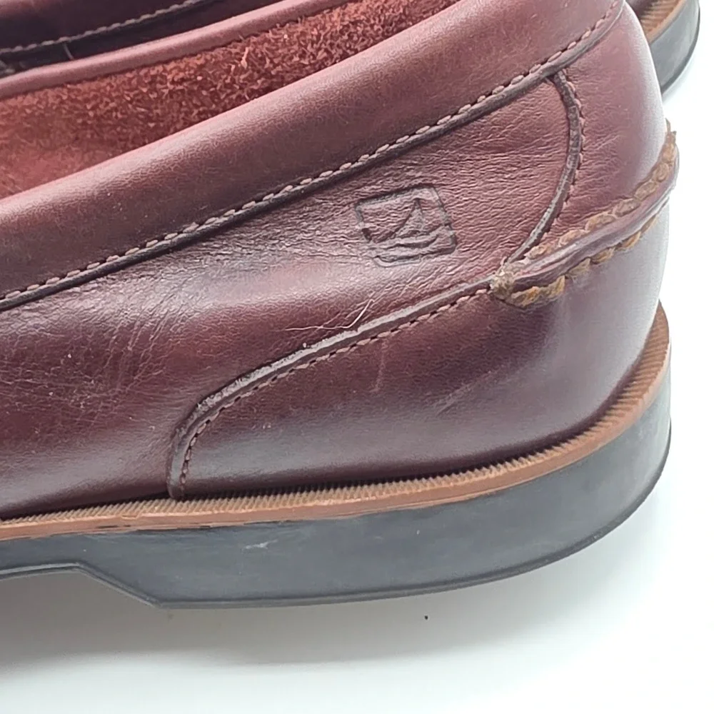 Sperry Penny Loafer Mens 13M Burgundy Leather Slip On Moc Toe 0841767 Classic